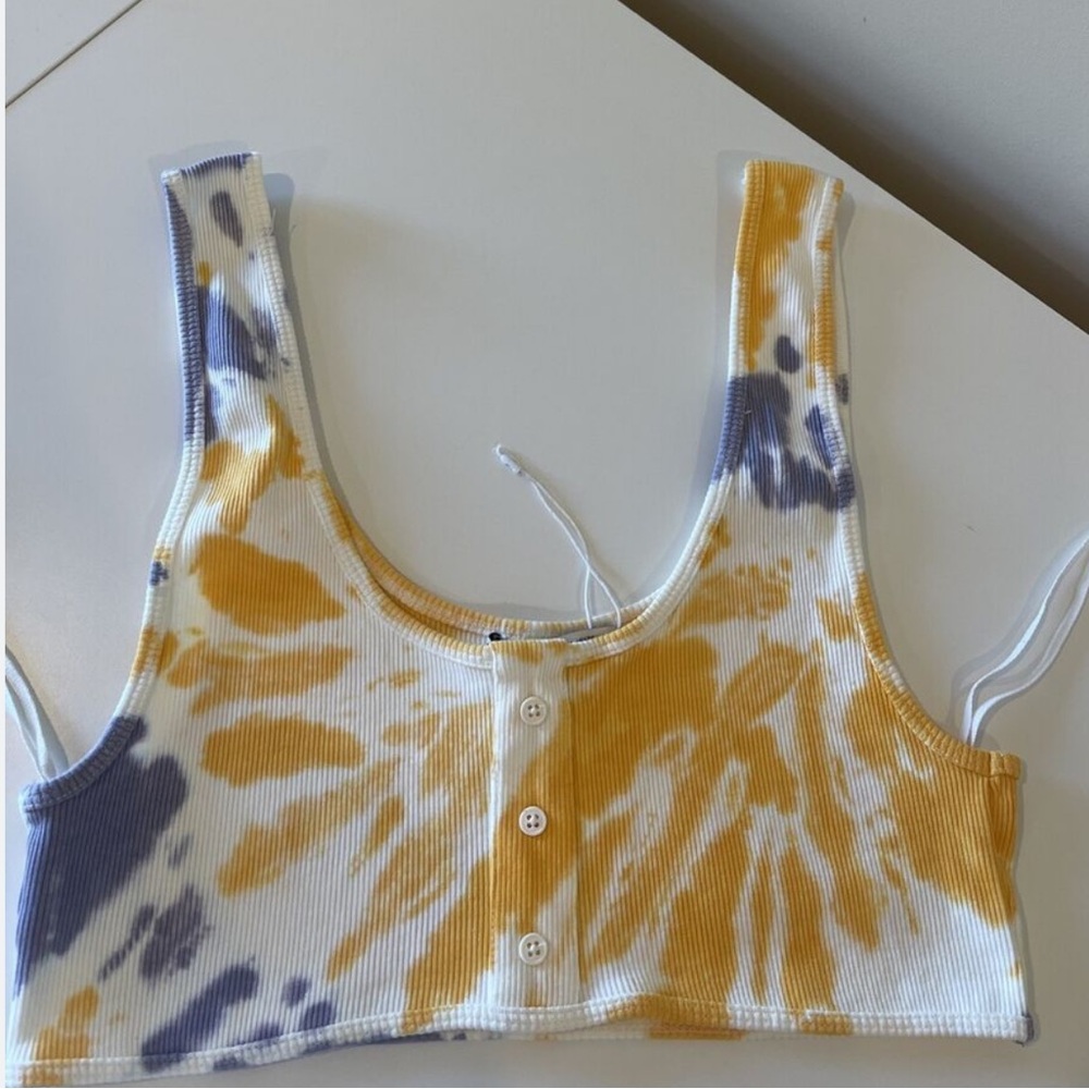 Zara Tie-Dye Purple|Yellow|White Ribbed Women's Top